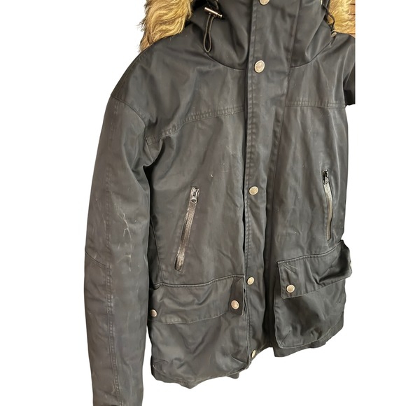 Helstons Black Heavyweight Parka Motorcycle Jacket with Faux Fur Trim Hood - Picture 2 of 13